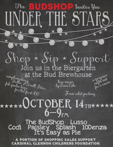 budshop beer garden shopping event cardinal glennon card