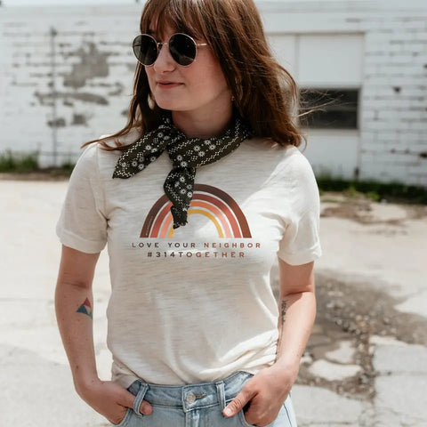 love your neighbor polished prints 314 together tee