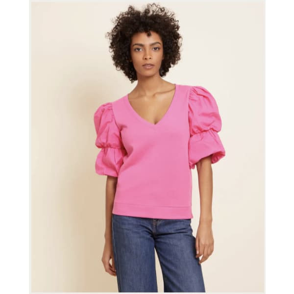teddi contrast bubble sleeve top - Clothing & Accessories