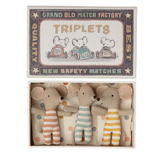 mice baby triplets in matchbox - bitty boutique