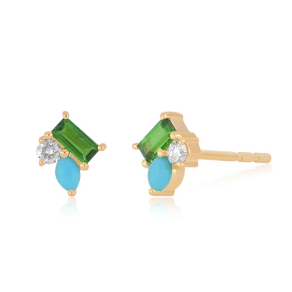 single triple treasure stud earring - Jewelry